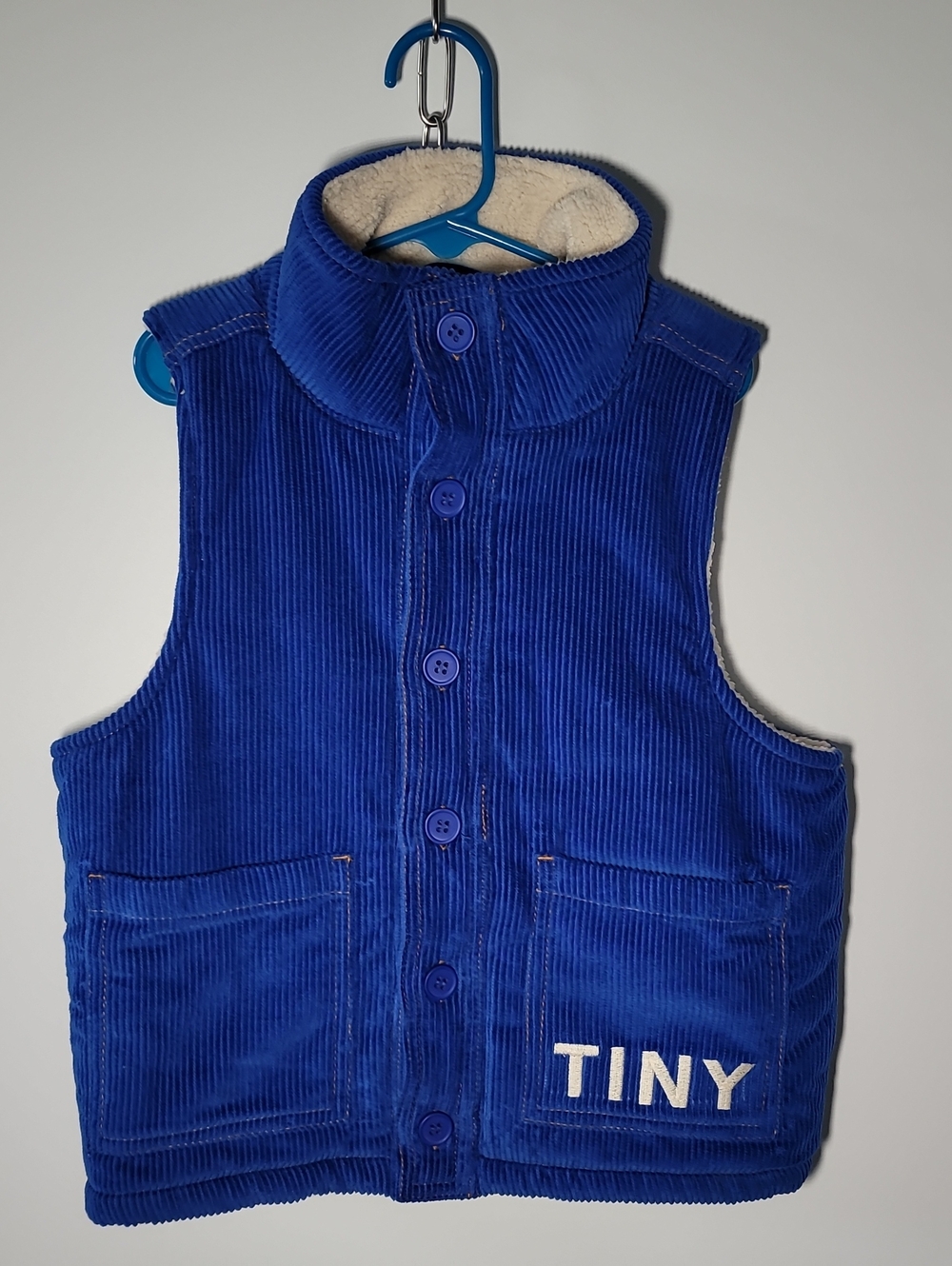 Children's Corduroy Vest in Royal Blue with 'TINY' Patch